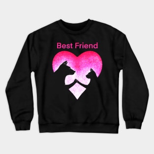 Dog and cat best friend love Crewneck Sweatshirt